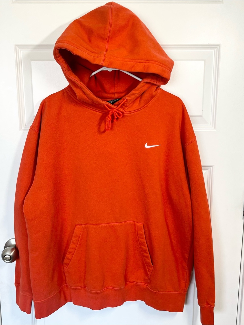 Nike Mini Swoosh Hoodie Orange Oversized XL Pullover Sweatshirt